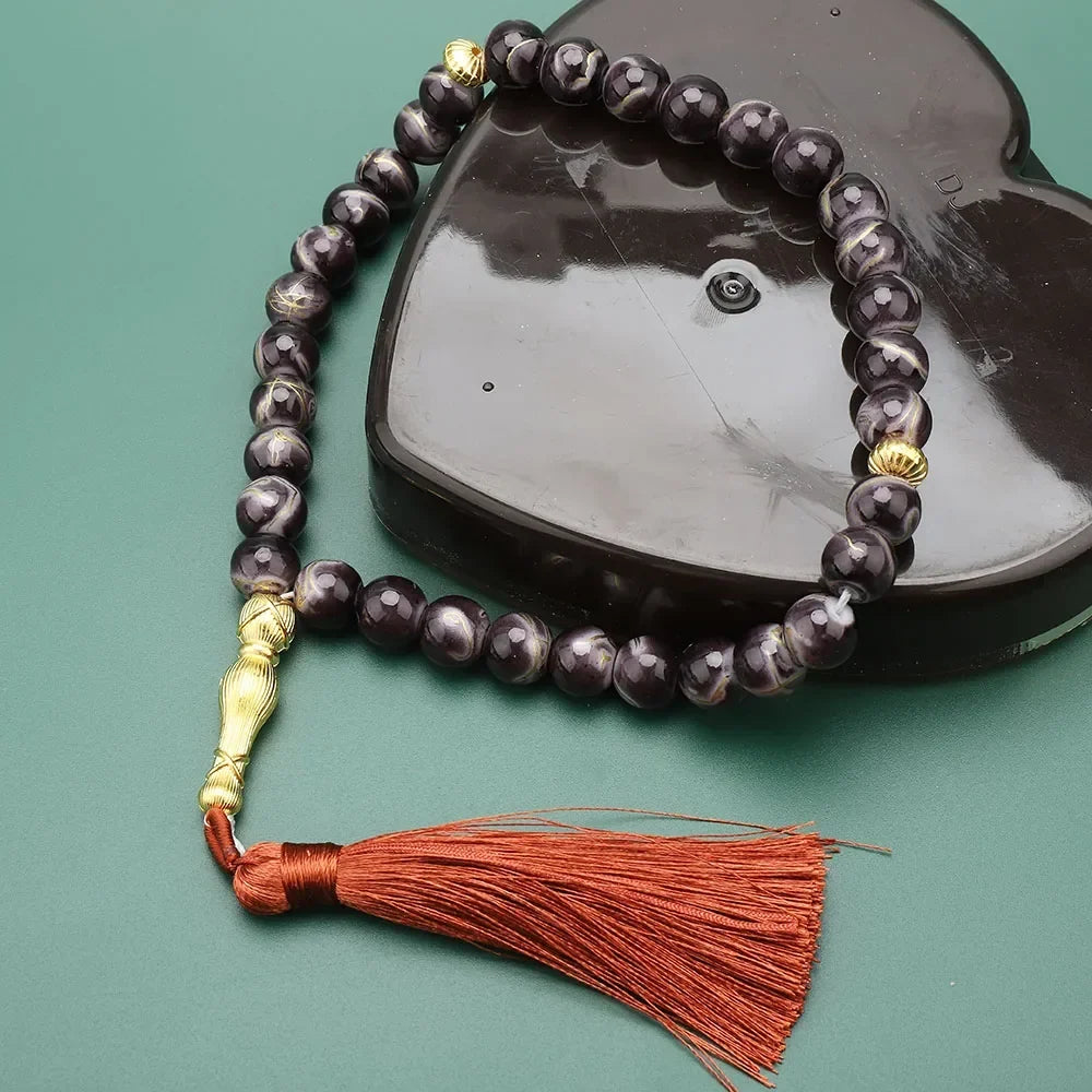 Tasbih Long 33 sorte perler - muslimsk bedekrans lilla